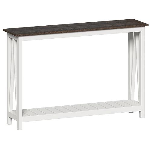 ChooChoo Farmhouse Console Table, Rustic Vintage Narrow Sofa Table for Entryway, Living Room, Hallway, 47 White