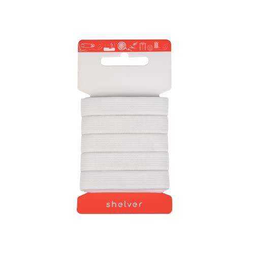 Shelver Elastic for Sewing in Widths 7 10 15 20 25 40 50 mm (White 15mm x 5m)