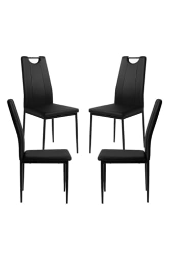 Regalos Miguel - Sillas Comedor - Pack 4 Sillas Risol Polipiel - Negro