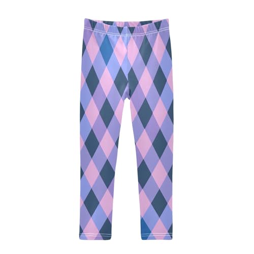 Toddler Girls Leggings Printed Yoga Pants Leggings Purple and Blue Checkered for Kids