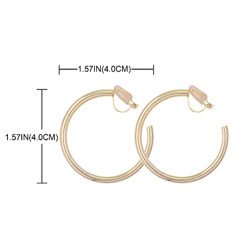 YOQUCOL 14K Gold Plated Big Clip On Hoop Earrings Non Pierced Ears Hoops for Women (40MM)3