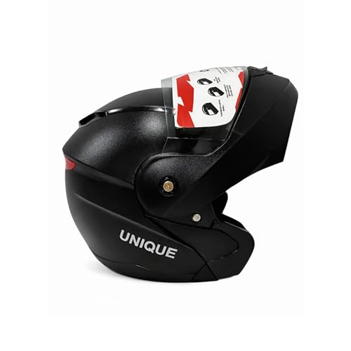 Image of OTH Unique Flip-Up Helmet for Men, Full Face Motorbike Helmet, ISI Certified, Anti-Scratch & UV Resistant Visor, Black