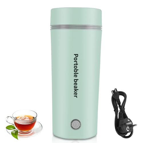 HIULLEN Hervidor de Viaje,400ml Hervidor Eléctrico Portátil, Mini Taza de Agua Eléctrica con Cable de Energía, 5 minutos de cocción rápida,Apagado Automático, para Hacer Leche, Café y Té, Verde