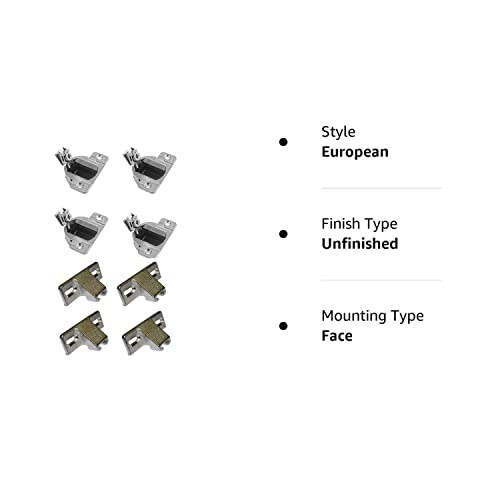 Blum 3/4" Overlay Face Frame Hinge And Mounting Plate Combo (4 Hinges + 4 Plates) #TOP1