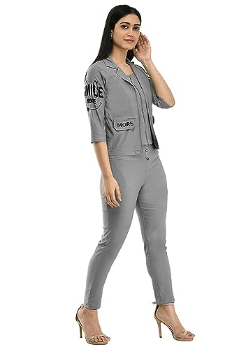 Image of Women Printed 2 Pcs Dress Printed Tip Jacket and Trouser