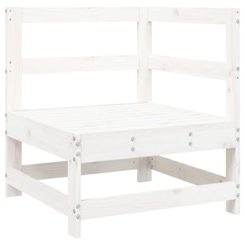 Salon de jardin 5 pcs blanc pin massif stable face au vent