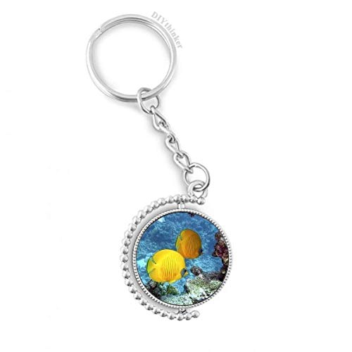 Llavero rotatorio pez océano agua naturaleza anillo cadena llaves metal