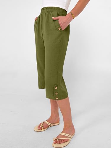 Image of ANRABESS Womens Wide Leg Capri Pants Elastic Waist Casual Loose Lounge Trousers 2026 Summer Flowy Beach Vacation Clothes