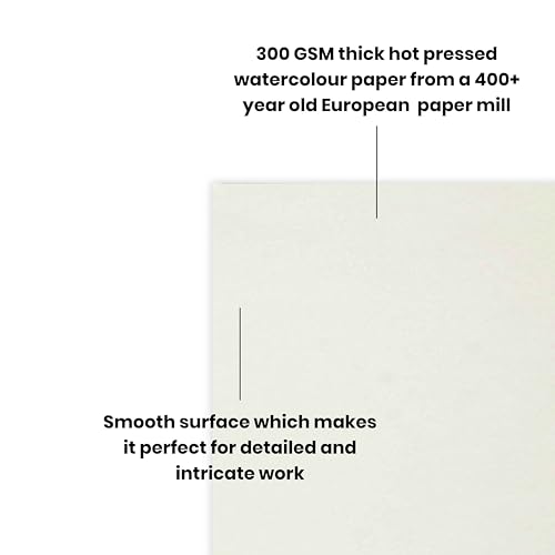 Image of Scholar Watercolour Hot Pressed Loose Sheets - 300 GSM Thick Premium Artist Paper | Smooth Hot Pressed Surface for Fine Detail | Ideal for Watercolor, Illustration, Ink, Calligraphy & Mixed Media | Acid-Free Professional Quality Paper for Artists, Students & Art Practice (A5)
