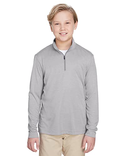 Team 365 Youth Zone Sonic Heather Performance Quarter-Zip L ATHLETIC HEATHER