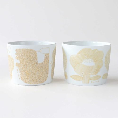 [美濃焼] カップ ペアセット [BIRDS' WORDS] DAY BY DAY CUP [BIRDS&FLOWERS] イエロー