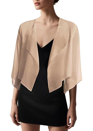 Urban CoCo Women's Chiffon Shrug Cardigan Open Front 3/4 Sleeve Drape Irregular Hem Bolero Summer Cover Up