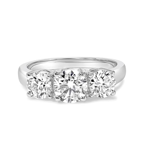Haus of Brilliance 14K White Gold 2.0 to 3.0 Cttw Lab Grown Diamond 3 Stone Band Ring (F-G Color, VS1-VS2 Clarity)