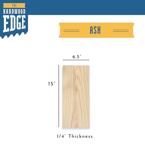 The Hardwood Edge Ash Hardwood Planks - 2-Pack Ash Wood for Unfinished Wood Crafts - 1/4’’ (6mm) 100% Pure Hardwood - Laser Engraving Blanks - Ash Wood Blanks for Crafts and Gifts