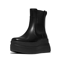 Fitflop F-Mode Stack Leather Chelsea Booties UK 5 Black