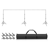 Neewer Soporte de Fondo Ajustable de 10 × 24 Pies 3 × 7.2 m (Alto × Ancho) con 3 Soportes 9 Barras Transversales 8 Abrazaderas y 1 Bolsa Transporte para Fotografía de Estudio Video Transmisión de TV