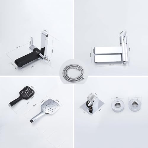 Ensemble de robinet de douche mural chromé avec mitigeur de baignoire pivotant