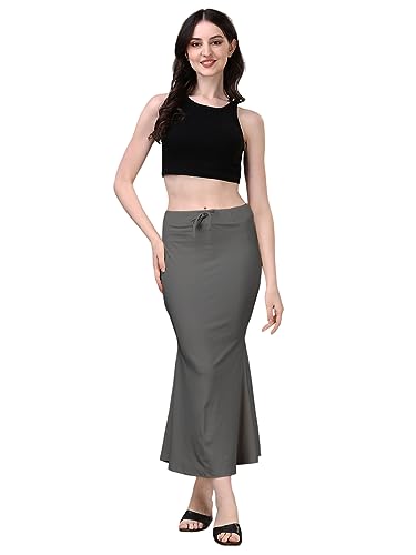 Image of Women's Saree Shapewear Petticoat, Cotton Blend Stretchable Mermaid Skirt, High Waist Tummy Control, Smooth Curve Fit with Adjustable Drawstring