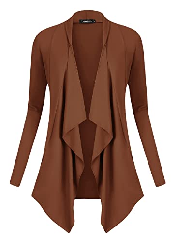 Image of Urban CoCo Women's Drape Front Open Cardigan Long Sleeve Irregular Hem