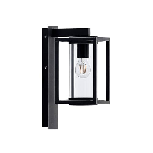 Outdoor Wall Light 'Ferda' dimmable (Modern) in Black Made of Aluminium (1 Light Source, E27) from Lucande | Wall lamp for Exterior/Interior Walls, House, Terrace und Balcony