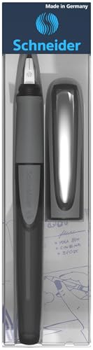 Image of Schneider Ray Fountain Pen, Blue Ink, Onyx Barrel, Rubberize Grip, Right Handed Medium Iridium Tip, Refillable, Erasable Blue Ink, 1 Each (168207)
