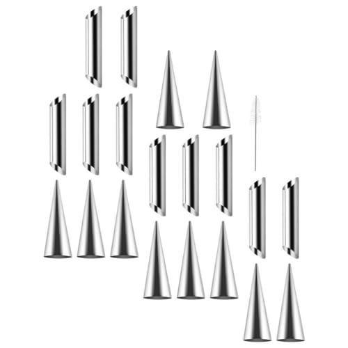 Kichvoe 1set Stainless Steel Croissant Baking Molds and Tubular Forms Includes Brush Reusable Pastry Tools for Cream Horn Desserts