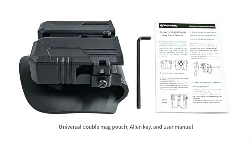 Universal Double Mag Pouch, Hard Polymer OWB Magazine Pouch Adjustable Retention Fit 9mm/10mm/.40/.45 Double Stack Mags, Belt Clip Double Magazine Pouch for Standard Mag Models — view 6