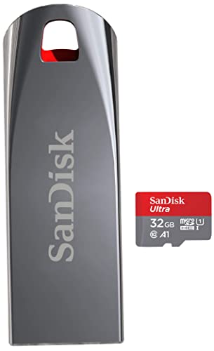 Image of SanDisk Ultra microSD UHS-I Card 32GB, 120MB /s R & Cruzer Force USB Flash Drive, CZ71 32GB, USB2.0, Durable Metal Casing, 5Y