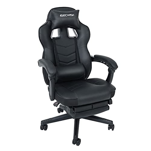 ARTETHYS Gaming Stuhl mit Massage und Fußstütze, Bürostuhl Chefsessel Racing Stuhl ergonomisch Sportsitz, Höhenverstellbarer Drehstuhl Computerstuhl, MB. bis 150Kg, Schwarz Cover