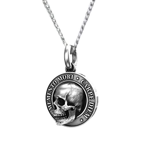 Collar con colgante de calavera | Joyería gótica de calavera, colgante de calavera para hombres, collar de calavera para Halloween, joyería punk, diseño realista para el ocio diario y el trabajo,