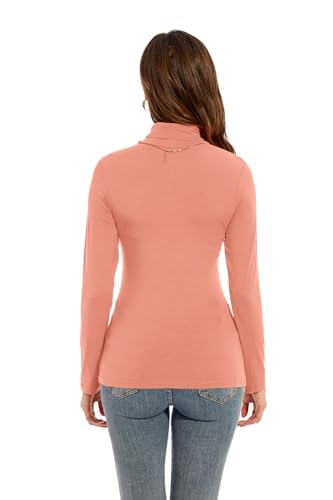 Image of Womens Long Sleeve Turtleneck T-Shirts Casual Lightweight Slim Fit Cozy Base Layer Top