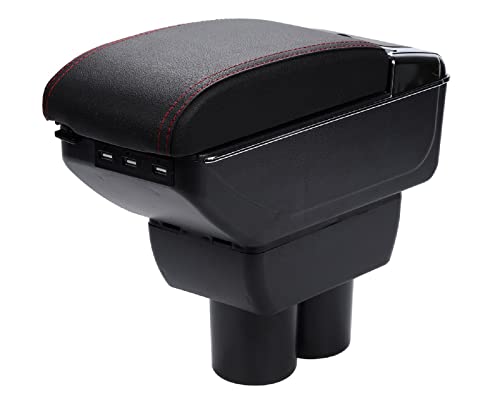 スズキ ジムニー アームレスト コンソールボックス 純正ホルダー対応 JB23 JB33 JB43 JB64 JB74 ドリンクホルダー 灰皿 USBポート付 (レッド)