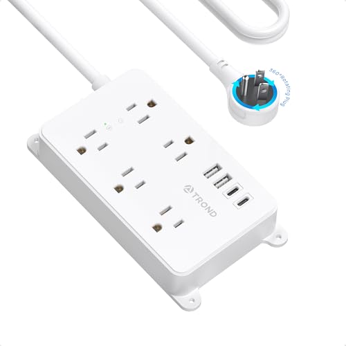 Image of TROND 360 Rotating Plug Power Strip, 10ft Extension Cord, White