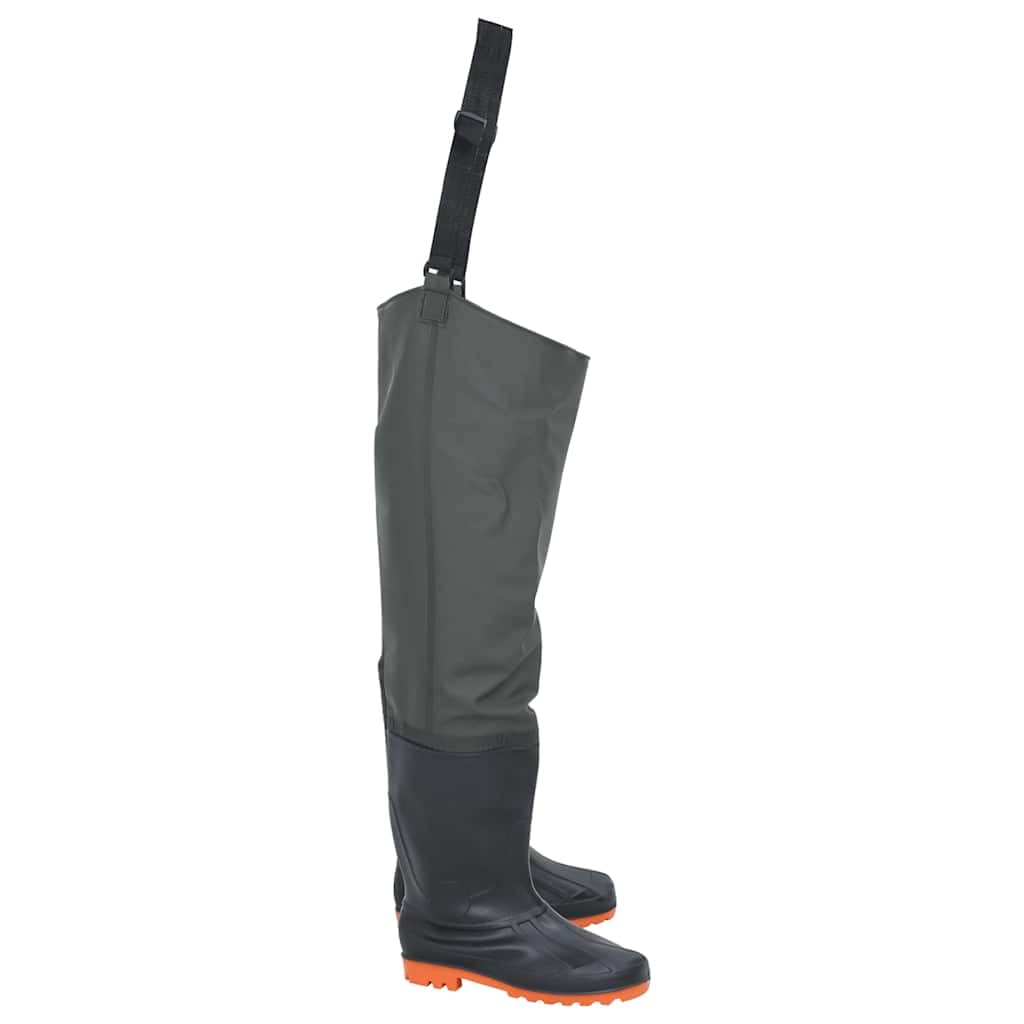 Stivali da vampada verde scuro, taglia con bretelle regolabili, impermeabili e antiscivolo, in poliestere rivestito in PVC, per pesca, caccia, pulizia dello stagno, attività all'aperto e