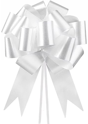 60 lazos blancos para coche, boda, decoración de coche o boda, lazos para bautizo