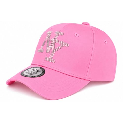 Casquette enfant strass rose NY ajustable et confortable pour fille de 7 à 11 ans