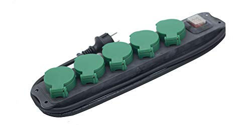 Base múltiple Antihumedad con 5 Tomas, Interruptor y Cable; Ideal para Proteger Equipos electrónicos y Mantener el Espacio seco.