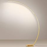 LANMOU LED Dimmbar Bogenlampe 18W, Modern LED Arc Stehleuchte mit Fernbedienung Schlafzimmer Bogenleuchte Leselampe Wohnzimmer Stehend Klavierlampe mit Metallfuß, H170CM,(Golden)