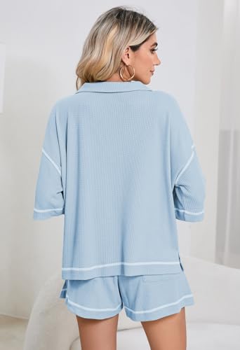 Pink Queen Womens 2 Piece Pajama Sets Short Sleeve Tops Lounge Sets Casual 2 Piece Outfits Summer Short Sets Loungewear4