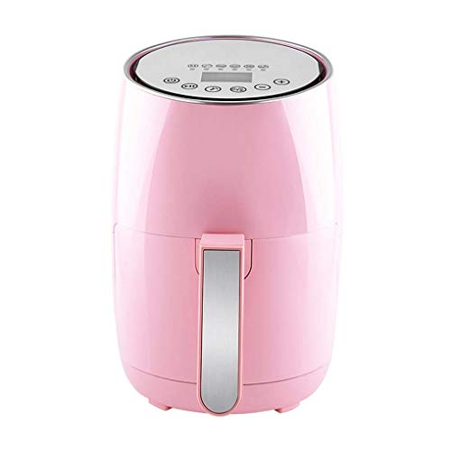 Freidora de aire sin aceite, Torre de la freidora eléctrica, 2L, 1200W, 6 preajustes, tacto LCD, de alta temperatura Skim, cocina sana libre de aceite, rosa