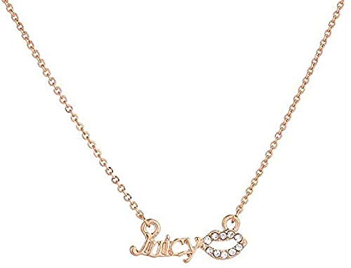 Preisvergleich Produktbild CKAWM Halskette Personalisierte Einfache Buchstaben Künstliche Strass Schlüsselbein Kette Roségold Halskette