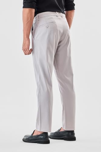 Image of SNITCH Men Chinos | Slim Fit Mid Rise Solid Pattern | Cotton Blend with Medium Stretch & Smooth Texture | Button & Zip Closure for Casual & Street Wear