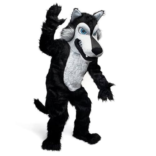 Deluxe Violent Black Wolf Suit Animal Mascot Costume Party Carnival Costumes With COOL VEST & COOL FANS (Extra Large)