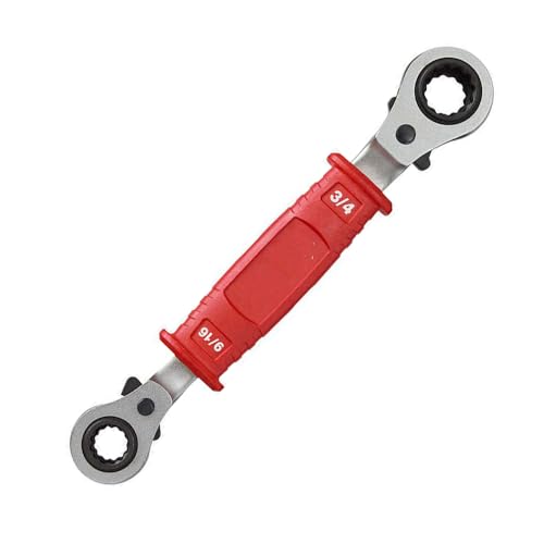 JINYUMT Ratcheting Box Wrench, For Milwaukee 48-22-9212 4 in 1 Insulated Ratcheting Box Wrench(Size:9.6 x 1.6 x 0.97 in), Red,black
