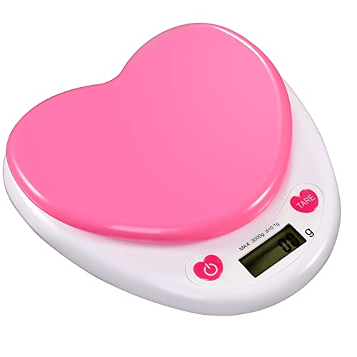Liudan Portable Digital Kitchen Scale LCD Monitor Heart Shape Food Scale，5.04x6.5x1.2'