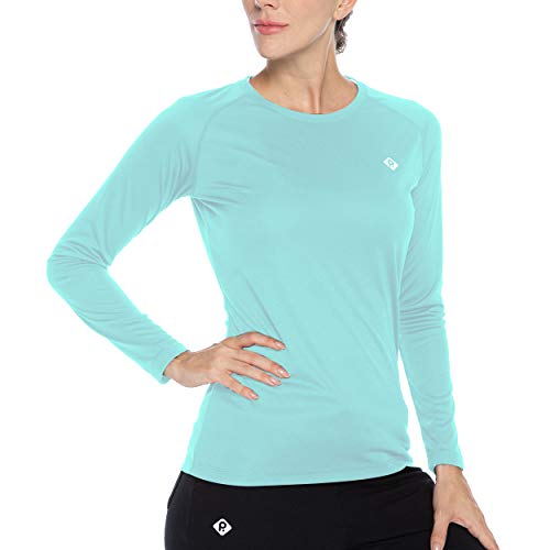Women's UPF 50+ Sun Protection Cool Fast Dry Rashguard Long Sleeve Athletic Tops T -Shirt Mint Green L