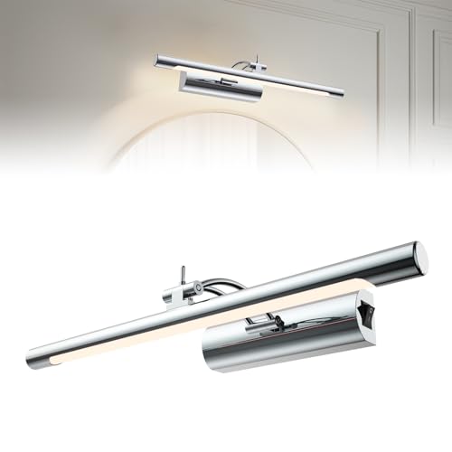ACXIN LED Spiegellampe Badezimmer 10W 40cm Edelstahl Warmweiß 3000K 700LM, Spiegelleuchte IP44 mit Schalter, Schminklicht Badlampe Wandleuchte für Spiegelbeleuchtung