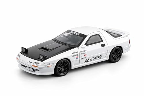Image of WORSHIPER 1:32 Scale Mazda RX-7 Diecast Model Car with Sound & Light, Alloy Pull Back Toy Car, Openable Doors, Collectible Mini Car Gift for Kids Boys Girls (1:32 Mazda RX-7[White])