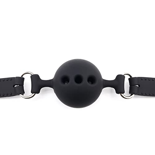 Silikon Bondage Ball knebel mit Atemlöchern, BDSM Spielzeug Sex Knebel für Bondage Fesseln (Schwarz, S (Ø3,5cm))