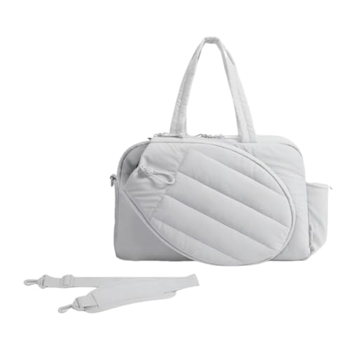 RNXRZANK Bolsa Esportiva de Tênis Feminina, Armazenamento de Raquete Resistente à água com Compartimento para Sapatos E Bolso Molhado, Bolsa de Tênis Feminina, Cinza